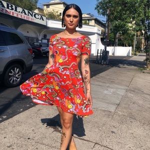 nooworks better days red fit & flare dress